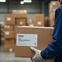Worker inspecting a perfectly packaged speaker box ready for shipping